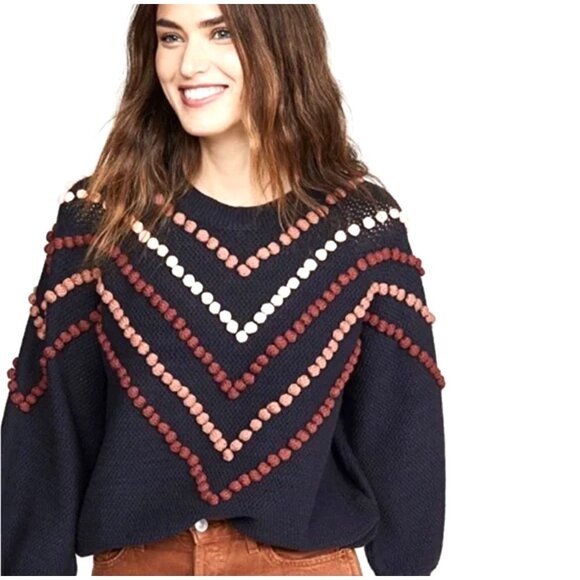 The Great - The Bobble Pom Pom Sweater in Navy Blue Size 1/Small - Picture 1 of 8